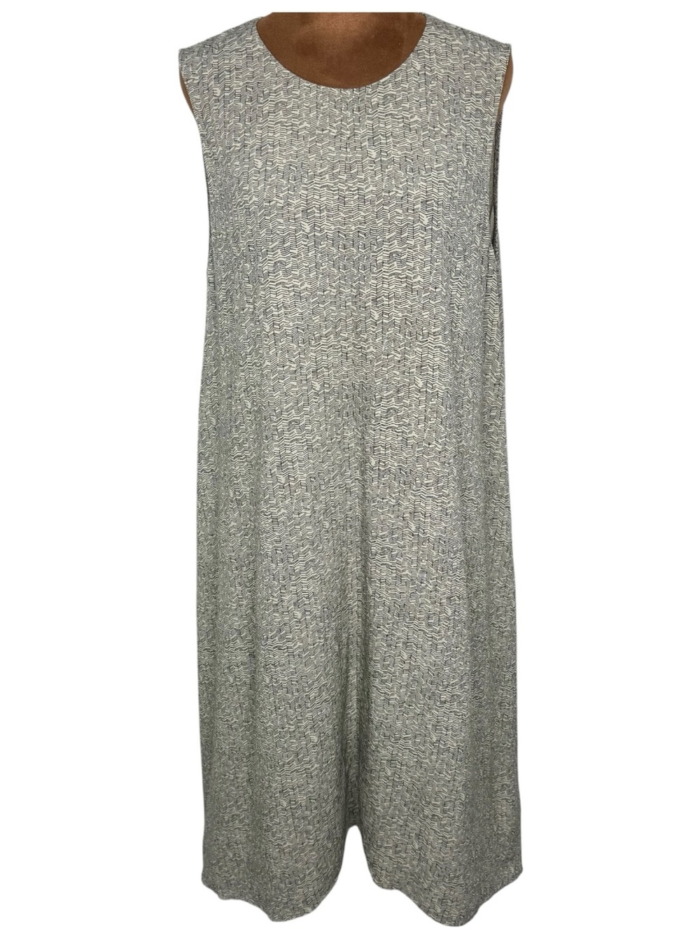 Eileen Fisher Chevron Print Tencel Dress M Minimalist Quiet Luxury Midi - Picture 4 of 11